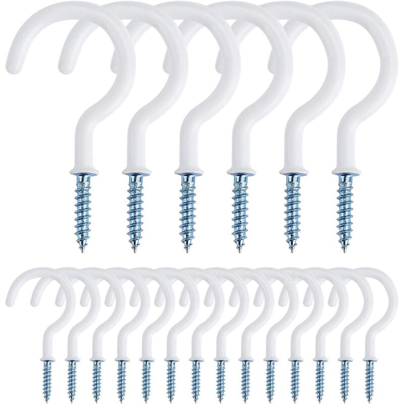 Schraubhaken, Becherhaken, Vinylbeschichtete Mehrzweckhaken, 5 Cm Ösenhaken, Deckenhaken, 20er-pack (weiß) – Fei Yu