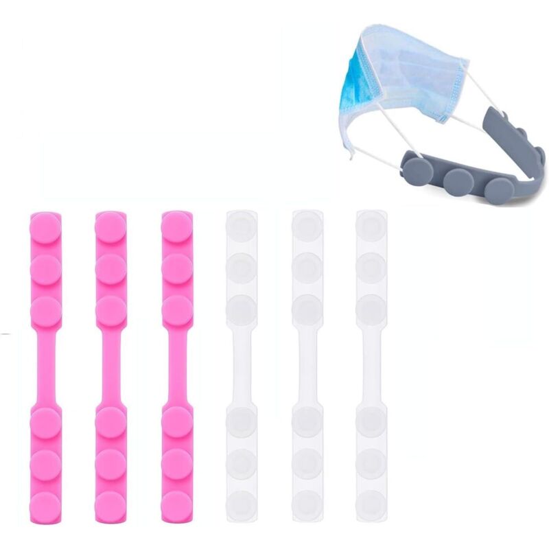 Maskenhaken Mit Verstellbarer Ohrschlaufe Zur Vorbeugung Von Ohrenschmerzen Bei Erwachsenen Und Kindern (6 Stück, Weiß/rosa) - Fei Yu