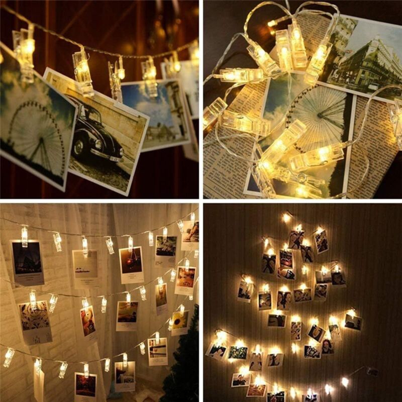 20 Led-lichterketten Mit Fotoclips Und Fernbedienung, Funkelnde Lichterkette Für Weihnachts-, Hochzeits- Und Partydekoration, Zum Aufhängen Von Fotos Und Karten (warmweiß) - Fei Yu