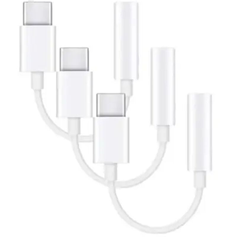 3er-pack Usb-c-auf-3,5-mm-adapter (samsung S20, S21, S22) Kopfhöreradapter Weiß