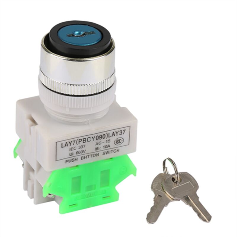 Metall-verriegelungsschalter + 3-positionen-sicherheitsschlüssel Lay37-20y/31 220v 5a Drehschalter, 22mm Montageloch Mit 2 Schlüsseln.