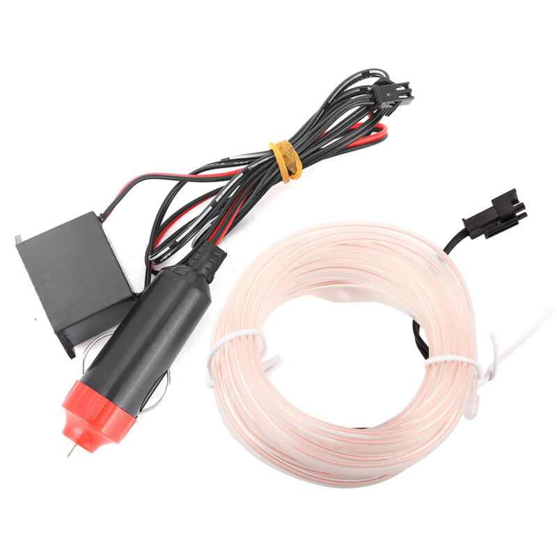 Akoozn Dekorativer Auto-lichtstreifen, Innenbeleuchtung, Zigarettenanzünder-lesegerät, Led-el-kaltweiß-lampen-modifikationsteile, 4 Meter (weiß)