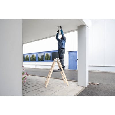 Stufen-Stehleiter Holz, beidseitig begehbar, 2x5 Stufen