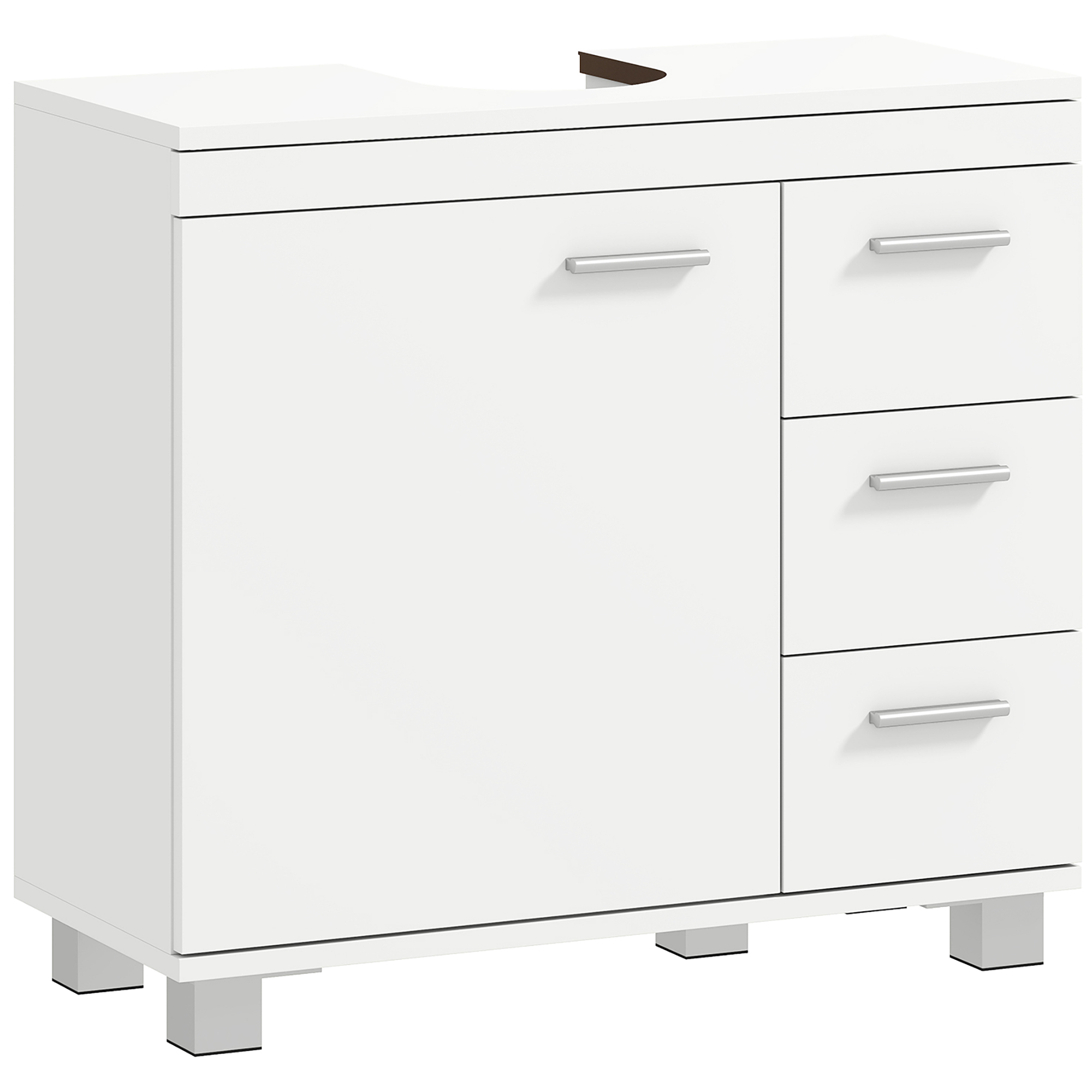 Waschtischunterschrank Mit 2 Ablagen, 3 Schubladen, Korpus Aus Mdf, Weiß