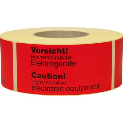 Hinweis Etiketten "Senitive electronic