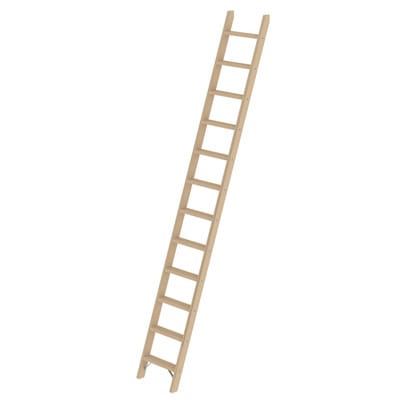 Stufen-Anlegeleiter Holz, ohne Traverse, 12 Stufen