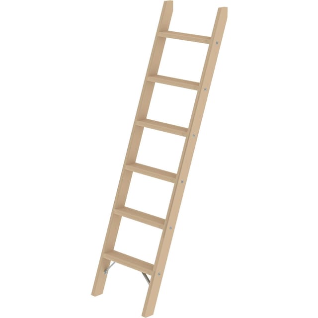 Stufen-Anlegeleiter Holz, ohne Traverse, 6 Stufen