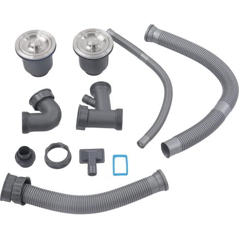 Doppelablauf-set Für Pvc-spülbecken, Universelles Ablauf-set, Mehrfacher Geruchsneutralisator, Schneller Flexibler Ablauf Für Waschbecken