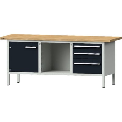 Kastenwerkbank RAL 7035/7016 2000 x 700 x 840 3 Schubladen 999.106.0279