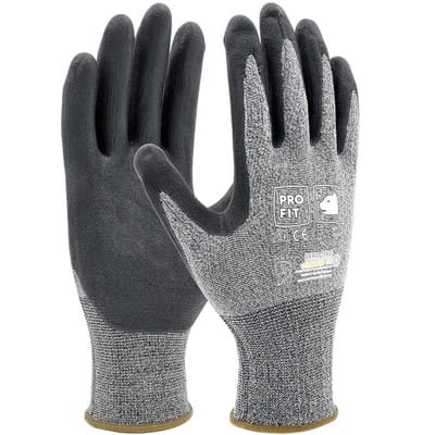 HIT Nitrilschaum Feinstrickhandschuh,grau / schwarz, Größe 9, 12 Paar