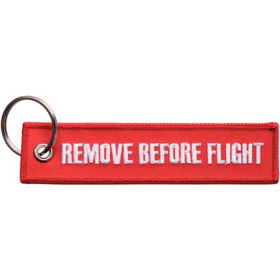 Warnfahnen, gewebt, bestickt mit Schriftzug "Remove Before Flight" | 4217.B004