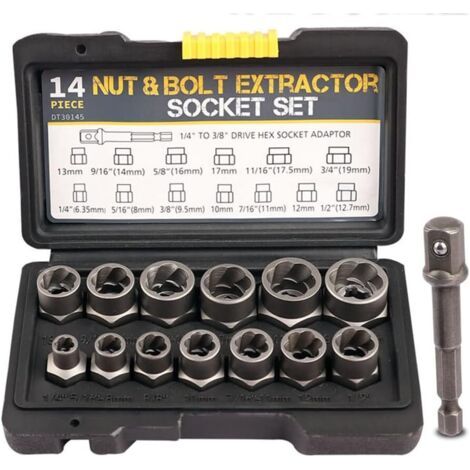 3/8"-antrieb Schlagschrauber-muttern-ausdreher-set, 13-teiliges Radmuttern-entferner-set 1/4"-3/4"-drehsteckschlüssel-set Mit Einem 1/4"-sechskantantrieb Auf 3/8"-steckschlüsseladapter