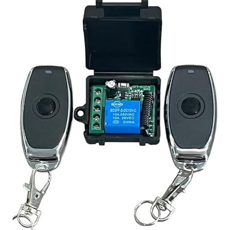 Télécommande 433 Mhz Compatible, Contrôleur De Porte De Garage Sans Fil, Module Relais Rf 433 Mhz, 12 V, 1 Canal Avec 2 Émetteurs, Interrupteur D'Éclairage À Distance Pour Maisons Connectées