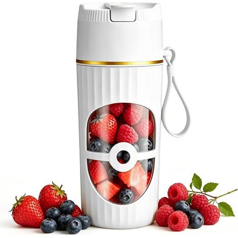 Tragbarer Mixer: 400 Ml Smoothie-mixer, Usb-wiederaufladbarer Mini-mixer, Mixer, Smoothie-mixer Mit 10 Klingen Für Fitnessstudio, Büro, Camping Und Reisen (weiß)