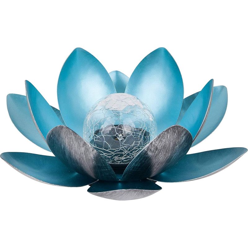 Solar-lotuslampe, Solardekoration, Solarbeleuchtung, Gartendekoration, Außendekoration, Blumengartenbeleuchtung, Lotusblume, Garten Im Freien, Metall, Ø 27,5 Cm