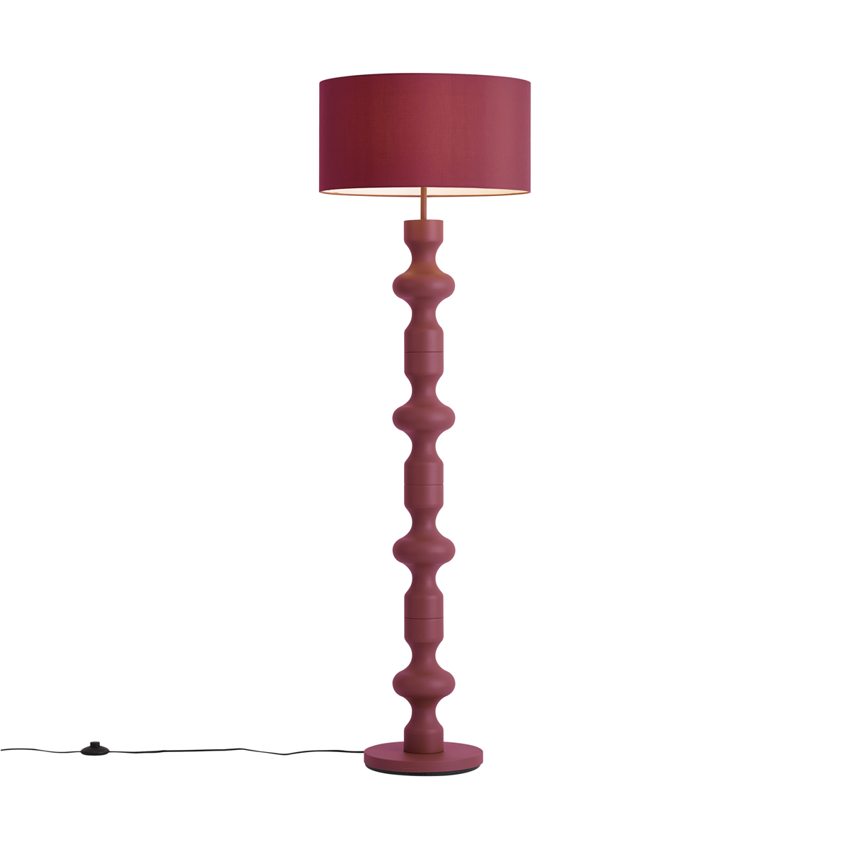 Qazqa Retro-stehleuchte Pflaumenfarben Mit Stoffschirm 160 Cm -