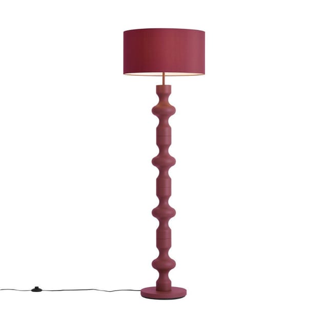 Qazqa Retro-stehleuchte Pflaumenfarben Mit Stoffschirm 160 Cm -