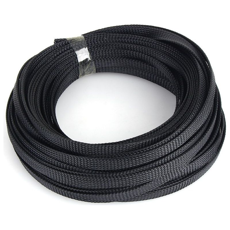 Schwarzer, Dehnbarer Pet-geflechtschlauch 10 Mm X 10 M, Hochdichter Kabelschutz Für Verkabelung