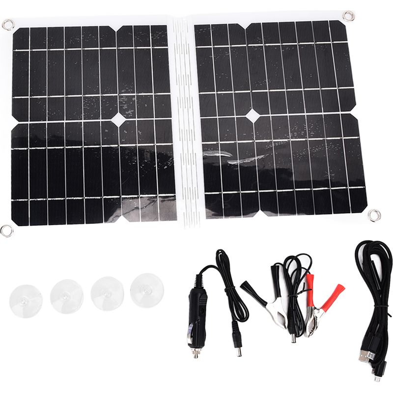 20-w-falt-solarpanel-set Aus Pet/eva-kunststoff Mit 18-v-gleichstrom-ladegerät Für Auto, Wohnmobil Und Quad