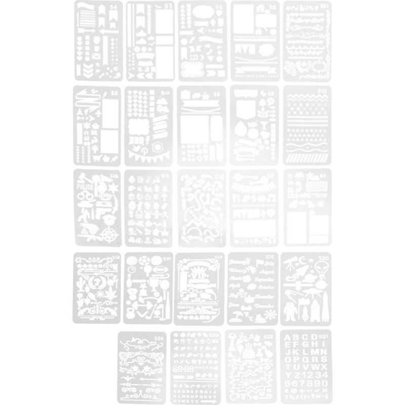 Set Mit 24 Pet-hohlschablonen Zum Zeichnen, Kopieren Und Für Diy-bastelarbeiten