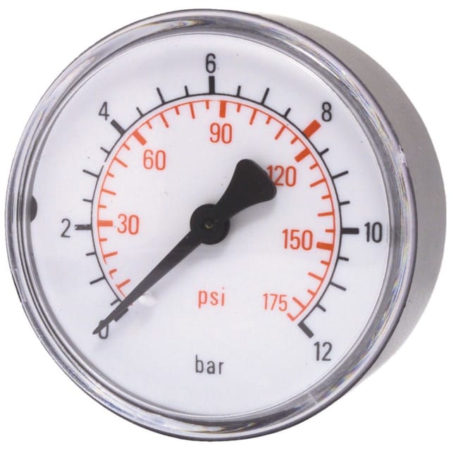Druckmanometer 0-12 bar, ø40mm, 1/8" Außengewinde hinten