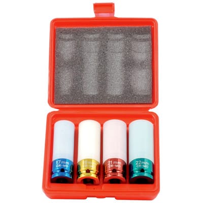 Schlagnuss-Satz 1/2"| lange Version SW 17|19|21|22mm| Anti-Kratz beschichtet