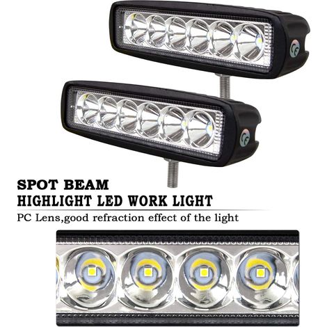 Stück Led-arbeitsleuchte, 12 V, 18 W, Automatisches Led-scheinwerferlicht, Ip67-scheinwerfer, Led-brouillard-leuchte, Travail-leuchte Für Moto Voiture, Camion Tracteur, Eclairage De Voiture