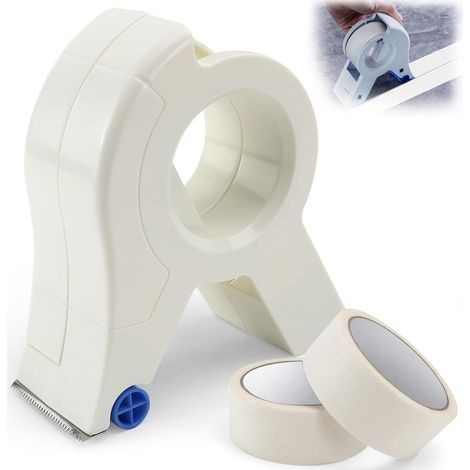 Abklebebandapplikator, Abklebeband-meister, Abroller, Abklebebandmaschine, Tragbarer Klebebandschneider, Inklusive Zwei Rollen Weißem Abklebeband, Geeignet Für Zierleisten, Böden Und Mehr