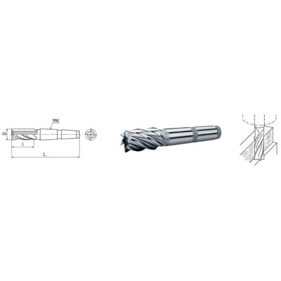 HSS Co5-Schaft-Schlichtfräser mit Morsekegel DIN 845 ø20,0mm kurz