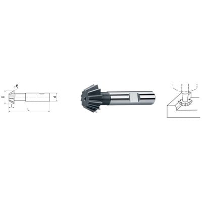 HSS Co5 Winkel-Stirnfräser außen DIN 1835B ø20,0 x 8,0mm 60°