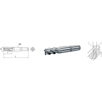 HSS Co5-Schaft-Schlichtfräser mit Morsekegel DIN 845 ø32,0mm, grobgezahnt kurz