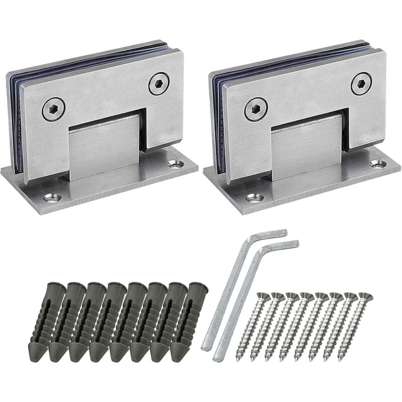Set Mit 90-grad-duschtürscharnieren Inklusive Schrauben, 4 Mm Dick, Edelstahl, Für Badezimmertüren Und Glas (silber)