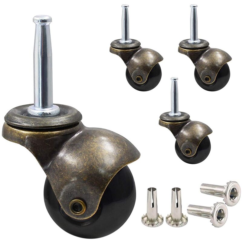 38 Mm (1,5 Zoll) Kugellagerrollen Für Möbel, 4er-set Mit 8 X 38 Mm Aufnahmen.