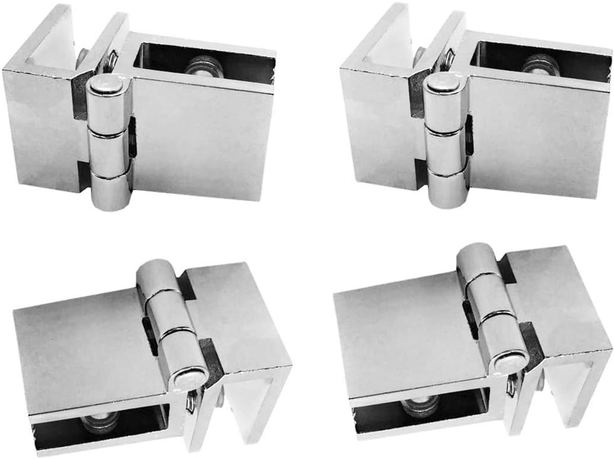 4-teiliges Glastürscharnier – Türscharnier – 90° – Silber