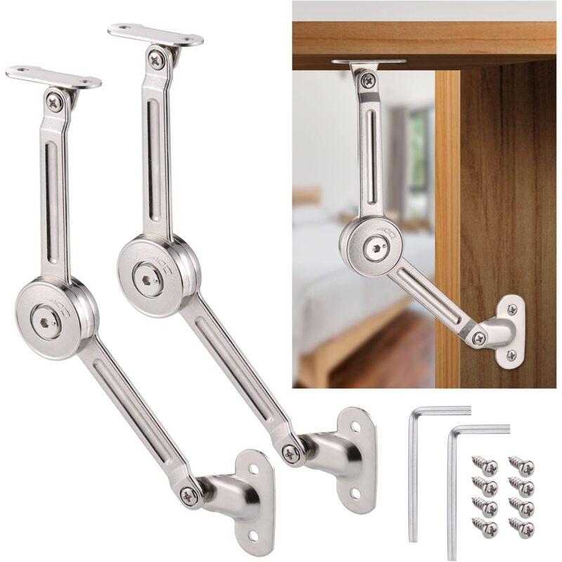 Scharniere Mit Dämpfungsmechanismus (2er-set) Inklusive Schrauben, Oberfläche In Satiniertem Nickel, Tragkraft Bis Zu 18 Kg Für Schränke Und Spielzeugkisten