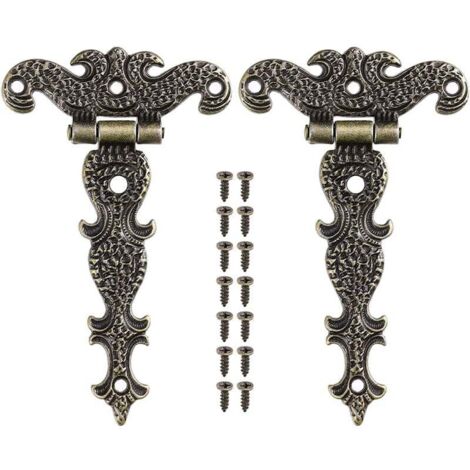 2 Retro-scharniere Aus Bronze, Möbelscharniere Aus Zinklegierung Mit Schrauben Für Schmuckkästchen, Türen Und Schränke