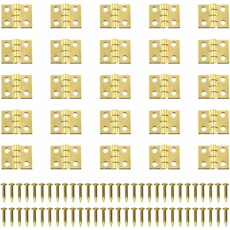 Packung Mit 100 Mini-retro-scharnieren, Scharnierkupplungen, Messingscharnieren, Kleinen Metallscharnieren, Miniaturscharnieren Mit Schrauben, Für Schranktüren, Schubladen Und Kommoden.