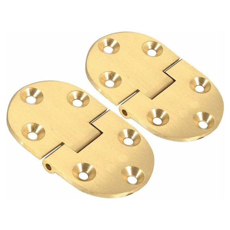 Türscharnier, Massives Messing, 2,5 Cm X 1,5 Cm, Mit Schrauben, Satiniert, Für Klapptische – Gold – 2er-pack