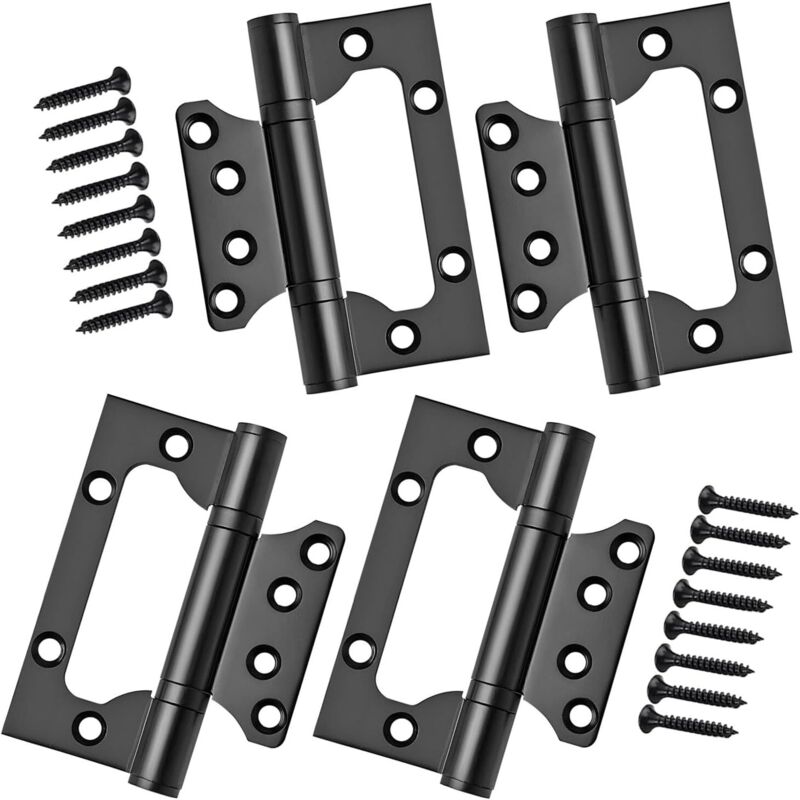 4 Edelstahlscharniere. Rechteckige Türscharniere, 100 Mm (4 Zoll). Schwarz.