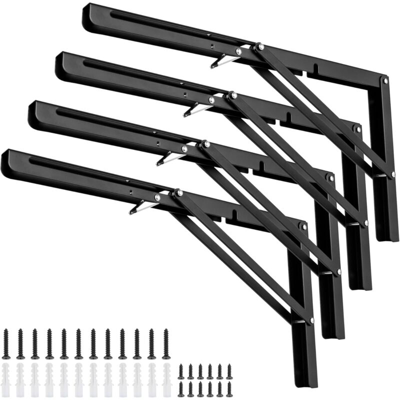 Set Mit 4 Klappbaren Regalträgern. Eckscharniere. Robust. Platzsparend. Klapptisch. Wandmontage. Maximale Belastung: 75 Kg (400 Mm).