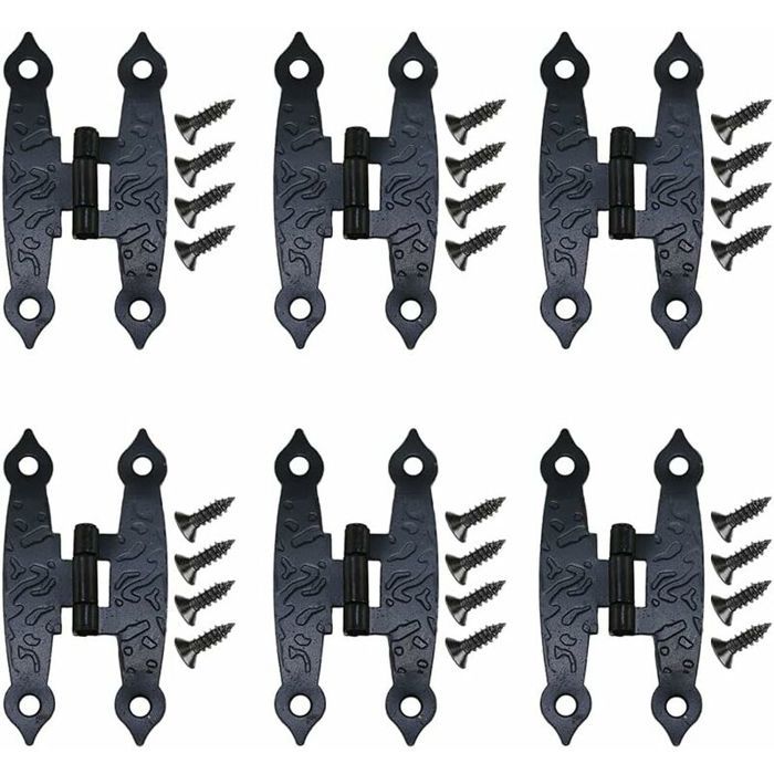 Antike Schwarze Zierscharniere Mit Blumenmuster – 18er-pack – 65 X 33 Mm – Für Möbel Und Schränke – Inkl. Schrauben – Vintage-beschläge