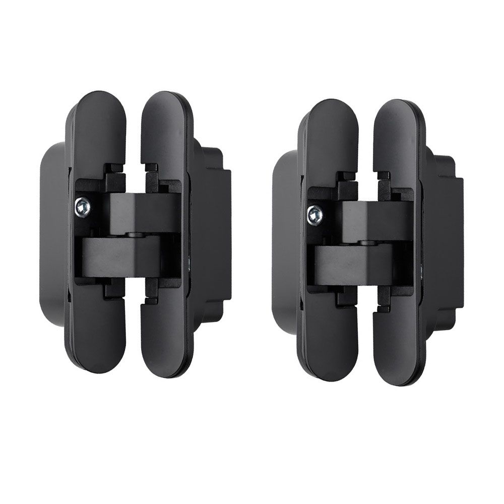 Unsichtbare Türscharniere, Robuste 180°-scharniere, Tragfähigkeit 40 Kg, Schwarz (2er-pack)