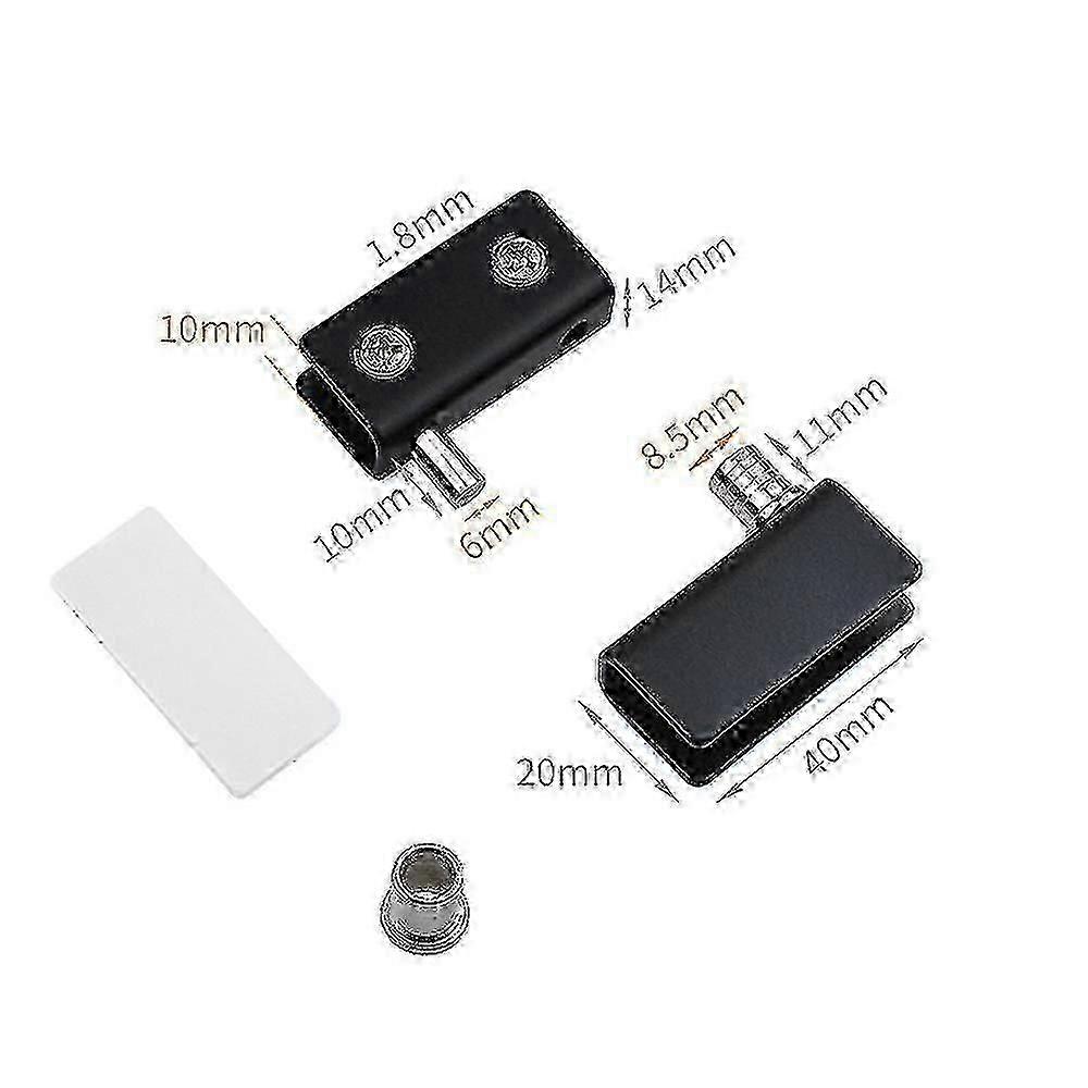 Set Mit 4 Rahmenlosen Drehbändern Für Glastüren, Schwarz, Befestigungsclips Aus Edelstahl, Ersatzset Für 5-6 Mm Glastüren.