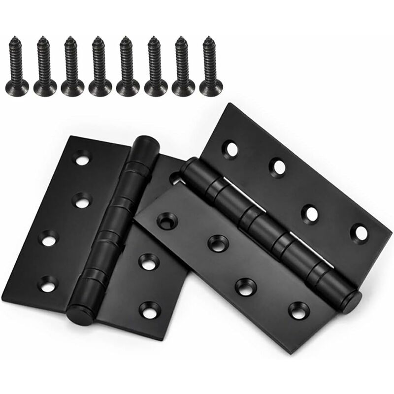 Set Mit 4 Scharnieren Für Fenster Und Schranktüren, 100 Mm, Edelstahlverbinder, 10 Cm Kugellager Mit Schraube, Schwarz.