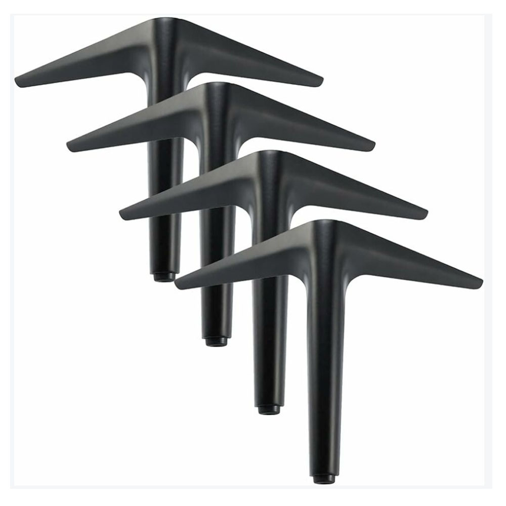 Möbelbeine (18 Cm) - Set Mit 4 Schwarzen Dreieckigen Beinen, Galvanisiert Und Poliert.