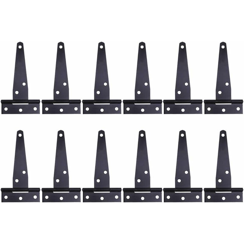 Set Aus 12 Schwarz Lackierten, Galvanisierten Dreiecksscharnieren Von 10 Cm (4 Zoll), Aus Metall, Eisen Und Edelstahl, Für Haustüren.