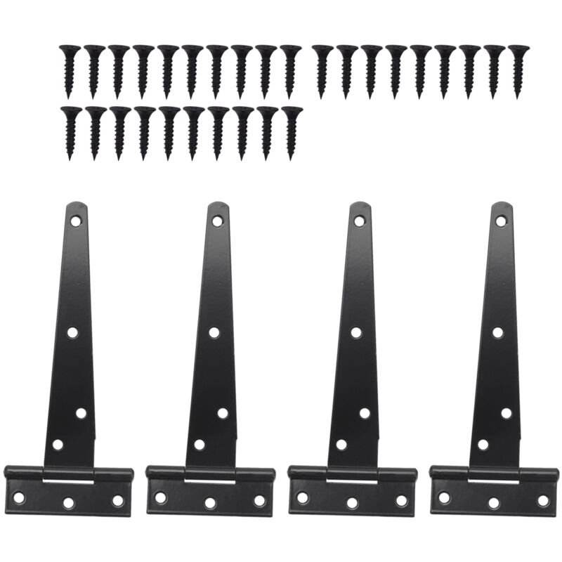 4 Robuste 6-zoll-t-förmige Türscharniere Für Holztüren (schwarz)