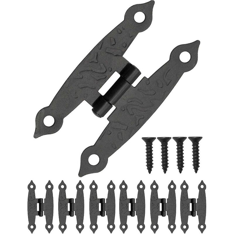 Set Mit 6 Patinierten Metallscharnieren Für Schrank-, Kommoden- Und Schubladentüren, Retro-landhausstil, 65 X 34 Mm