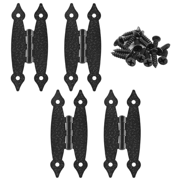Set Mit 8 Antiken Schwarzen H-scharnieren, 8,9 Cm (3,5 Zoll), Kaltgewalzter Stahl, Einlassscharniere Für Türen, Dekorative Scharniere Für Schränke, Schubladen Und Schmuckkästchen
