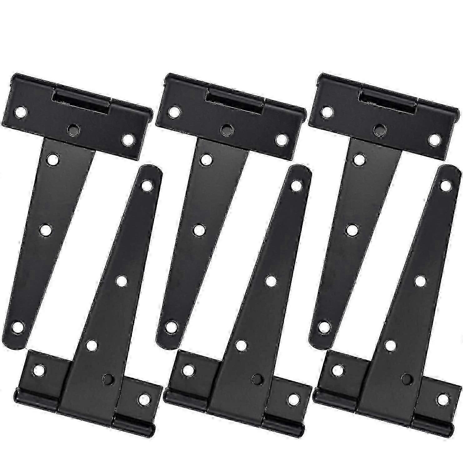 Set Aus 6 Robusten T-scharnieren, 15 Cm, Schwarzes Eisen, Aufputzmontage, 270° Drehung, Maximale Traglast 25 Kg Für Türen, Fenster Und Garten.